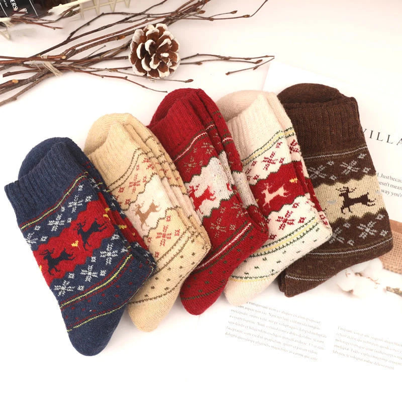 Lot de 5 paires de chaussettes de Noël – Motifs cerf