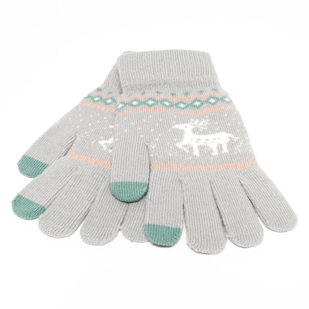 Gants de Noël en tricot – Motif cerf