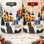 Maison de village de Noël et patinoire tournante