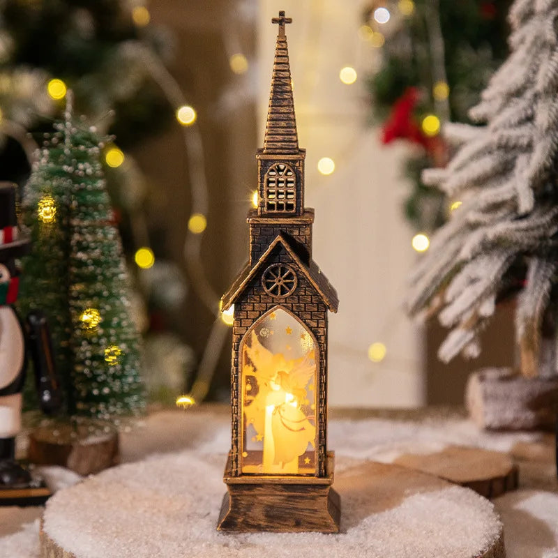 Lanterne église lumineuse de Noël
