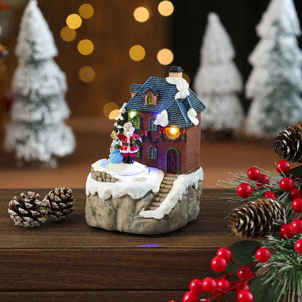 Scène de Noël lumineuse et tournante en résine (17 modèles)