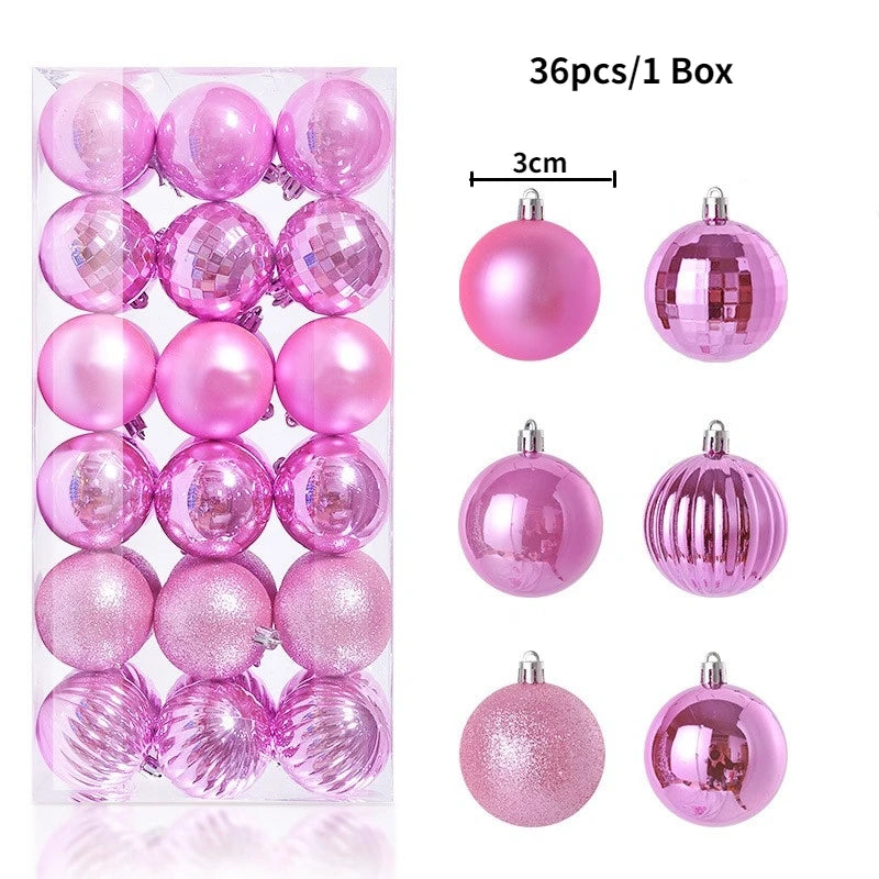 Boules de Noël brillantes – lot de 24 ou 36 (3 cm)