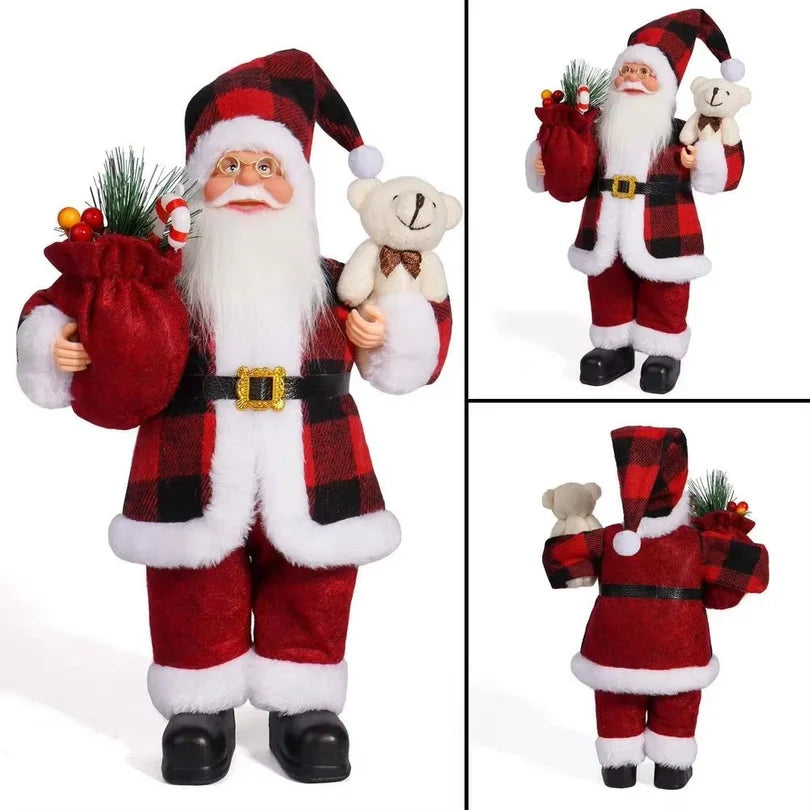 Père Noël en peluche 30 cm avec sa hotte