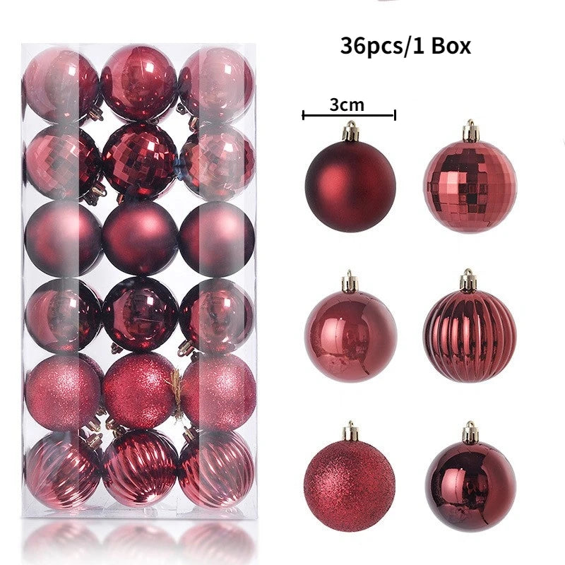 Boules de Noël brillantes – lot de 24 ou 36 (3 cm)