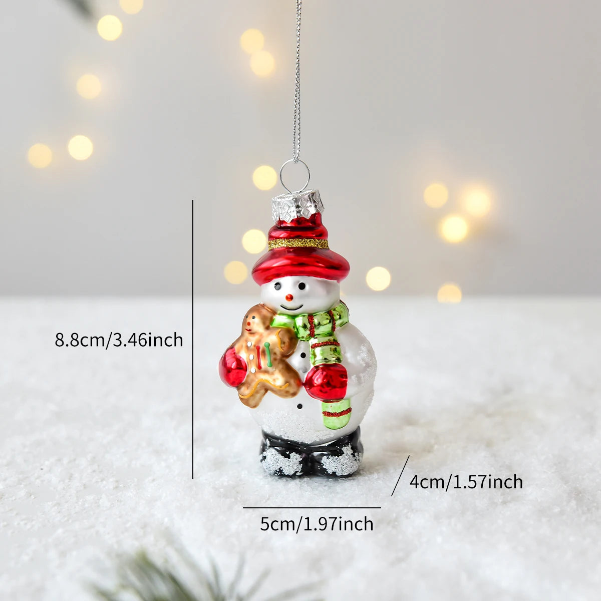Suspension de Noël en verre peint (Père Noël, bonhomme de neige…)