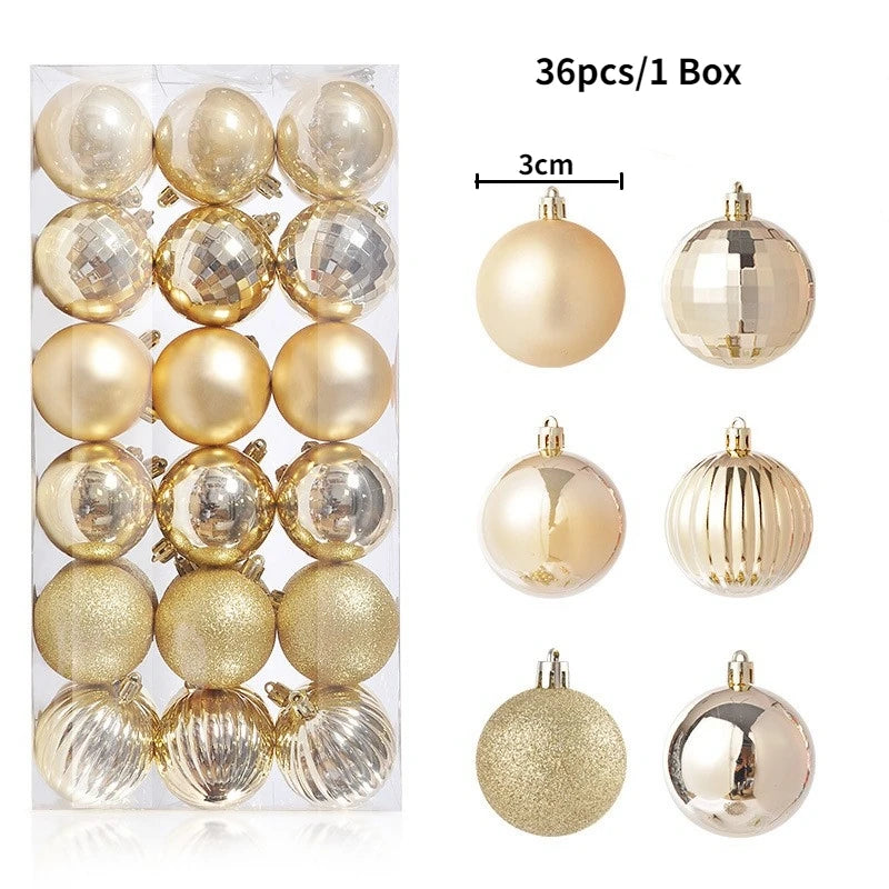 Boules de Noël brillantes – lot de 24 ou 36 (3 cm)