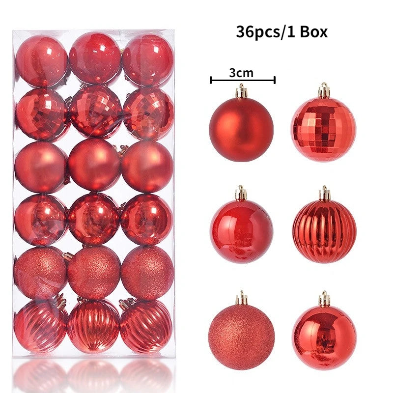 Boules de Noël brillantes – lot de 24 ou 36 (3 cm)