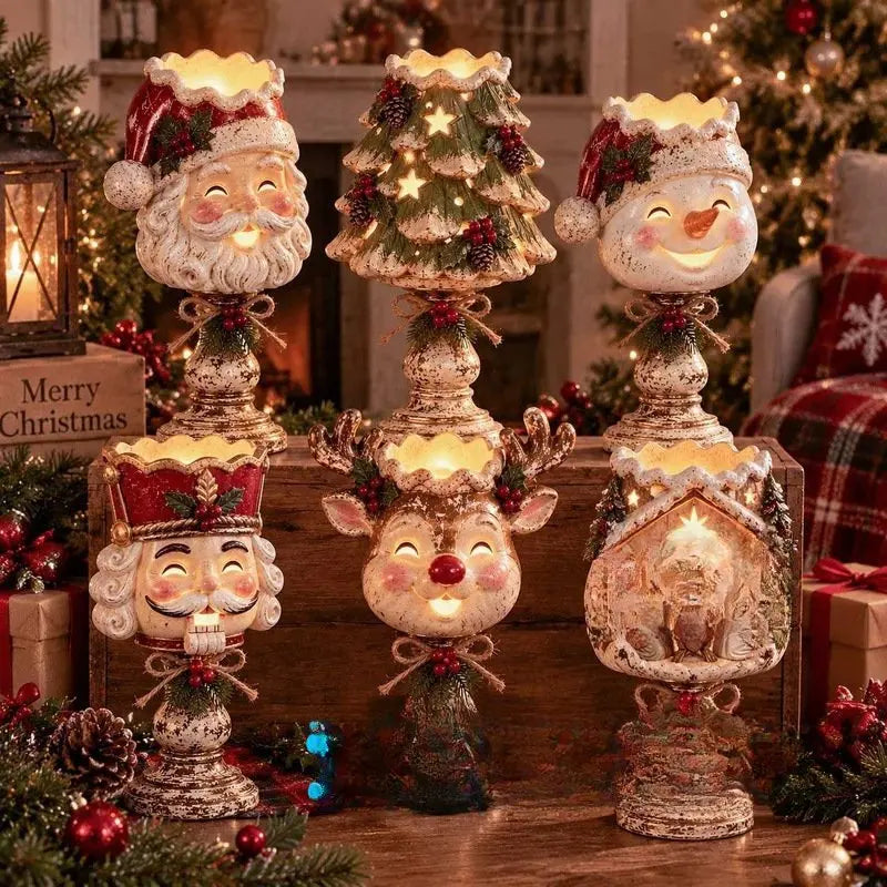 Bougeoir de Noël lumineux en résine