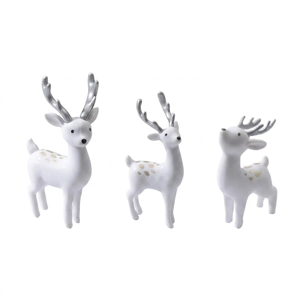 Lot de 3 rennes blancs miniatures