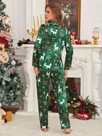 Pyjama Satin Renne de Noël – Col à revers