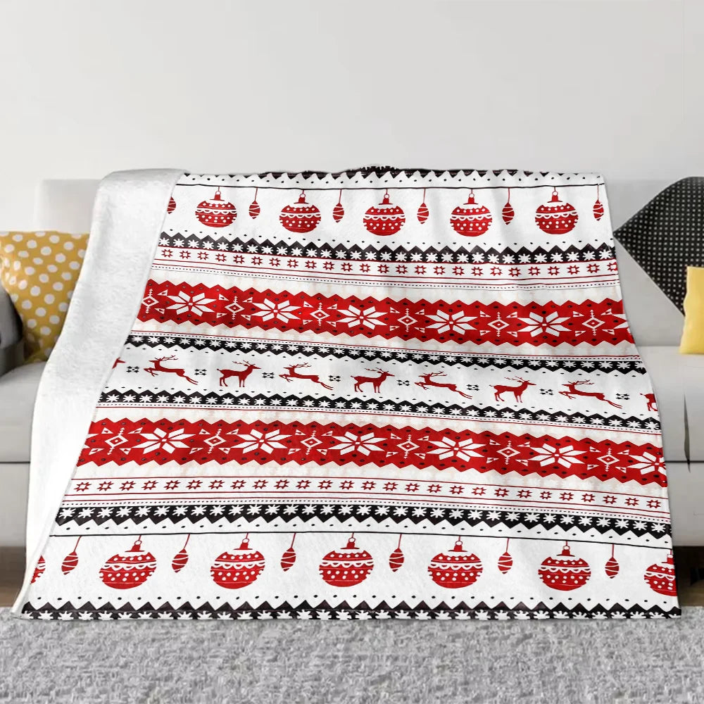 Plaid de Noël Rennes & Flocons – Polaire flanelle