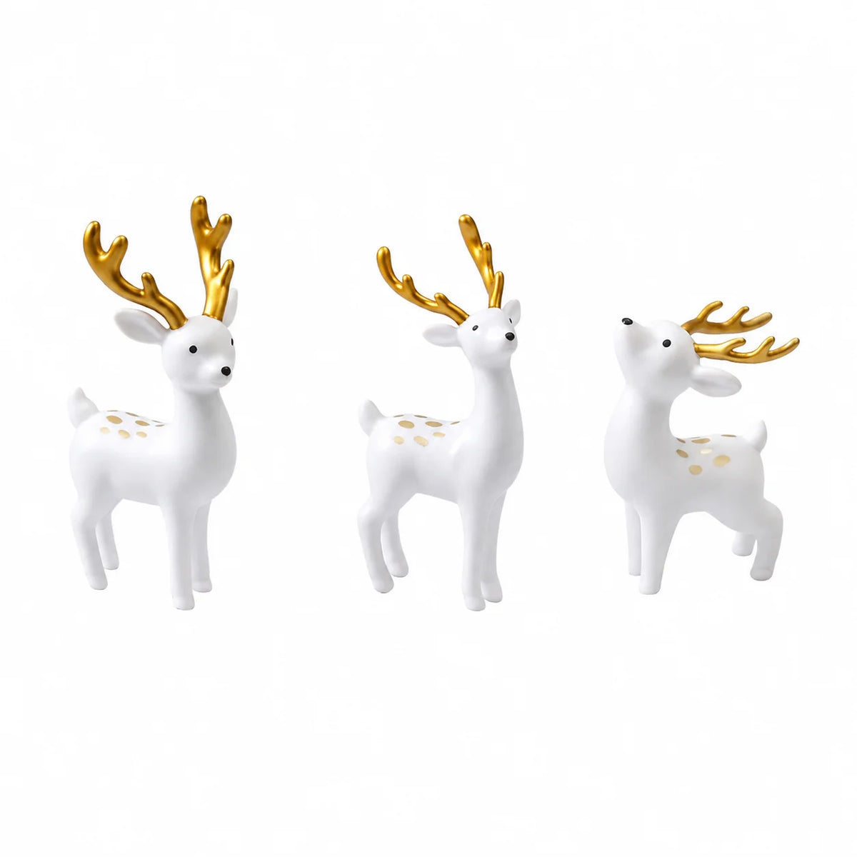 Lot de 3 rennes blancs miniatures