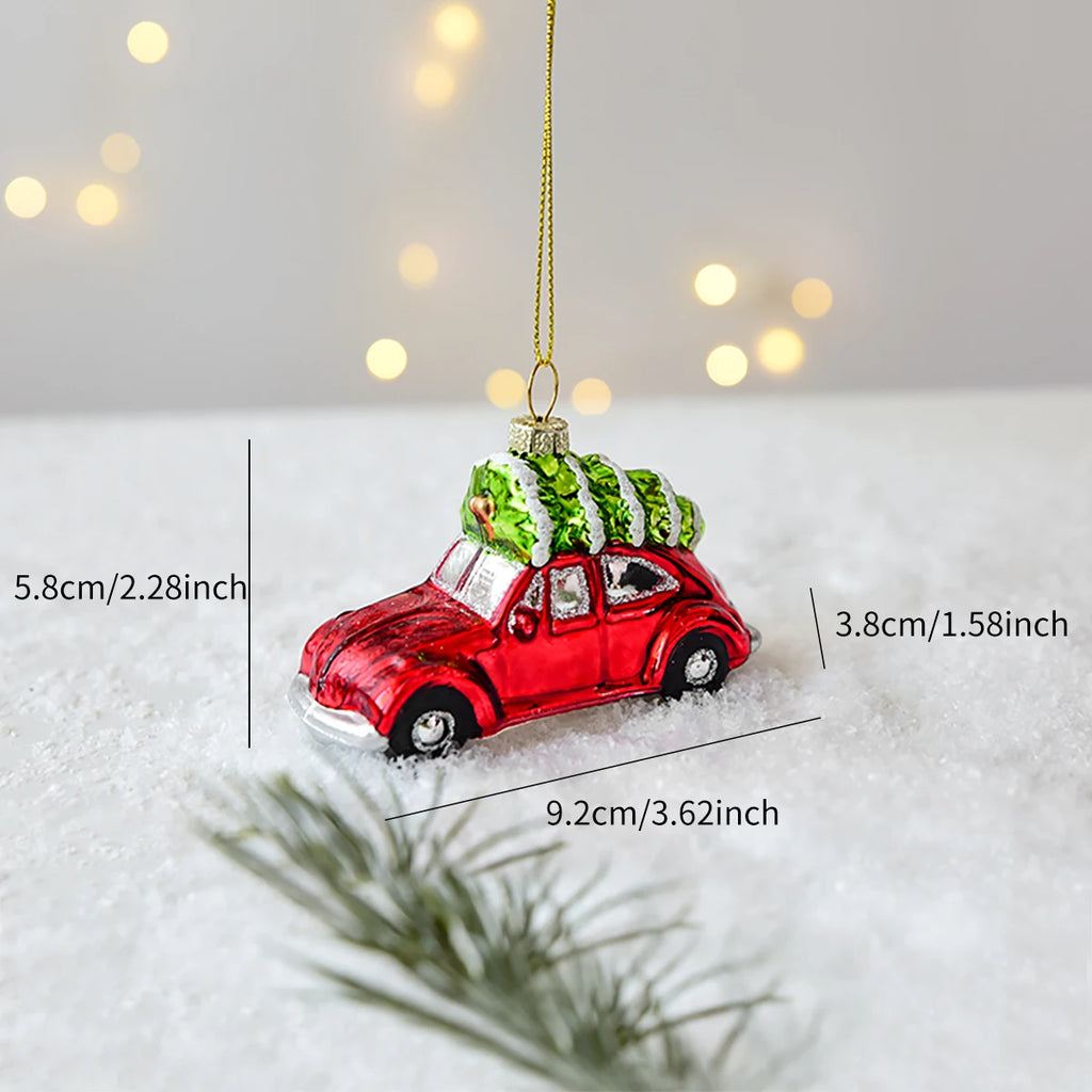 Suspension de Noël en verre peint (Père Noël, bonhomme de neige…)