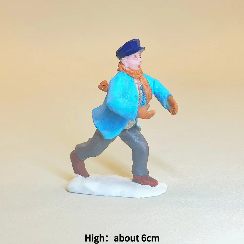 Personnages d'hiver miniatures (patineurs, skieurs…)