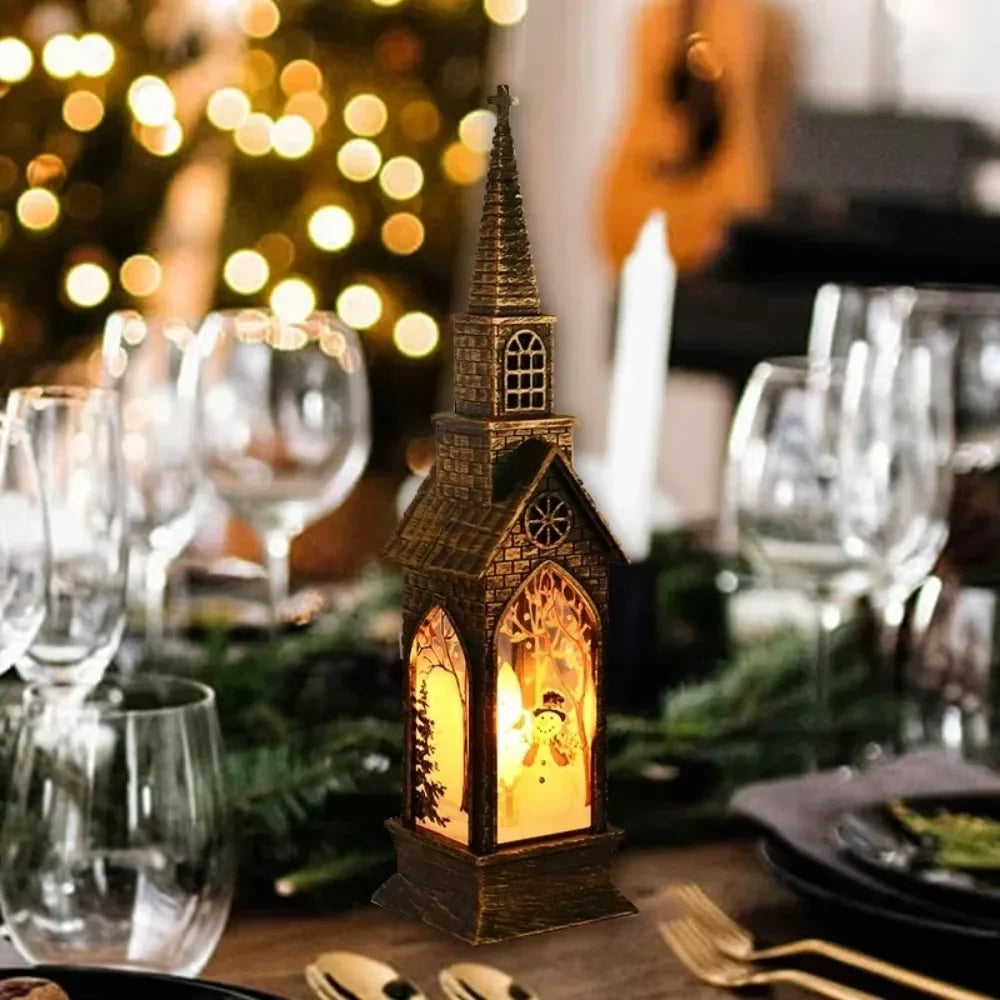 Lanterne église lumineuse de Noël