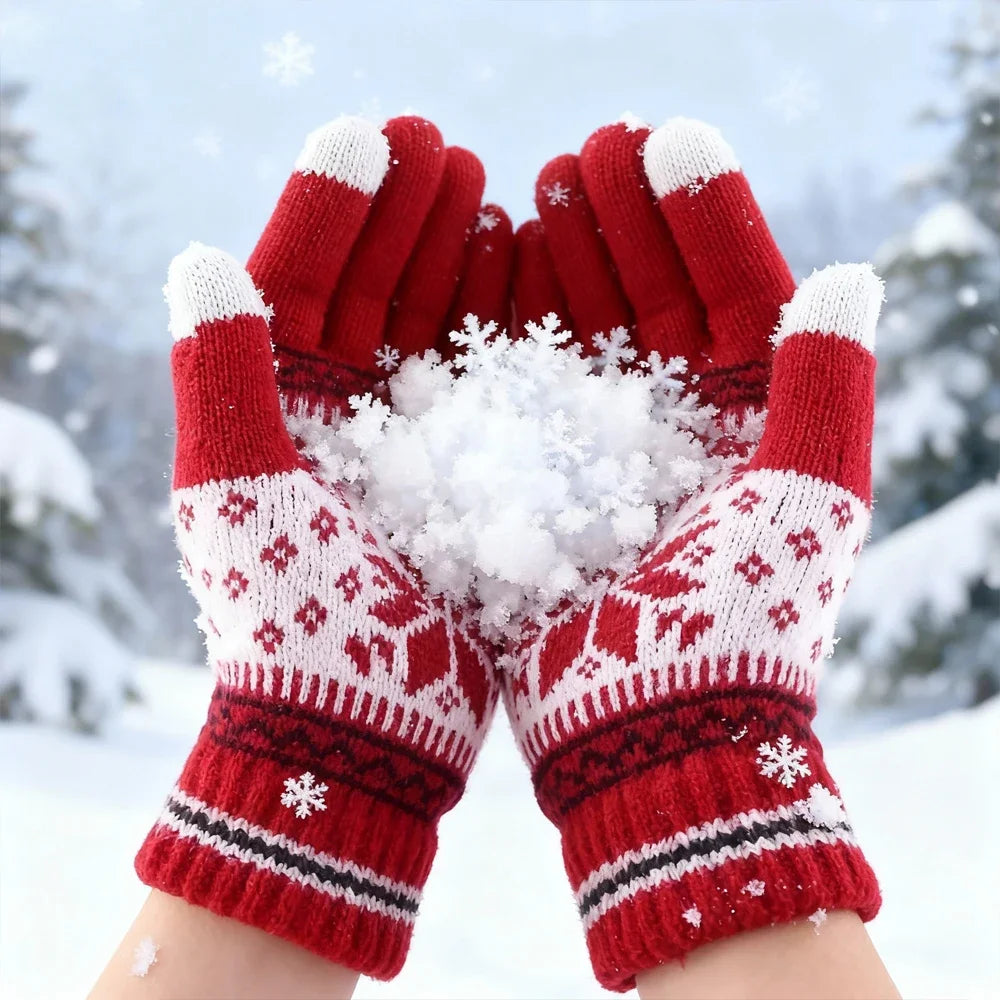 Gants de Noël brodés Flocons de neige – Tactiles
