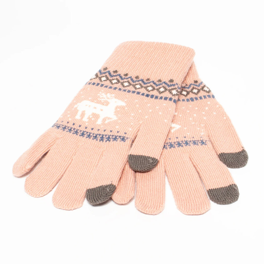 Gants de Noël en tricot – Motif cerf