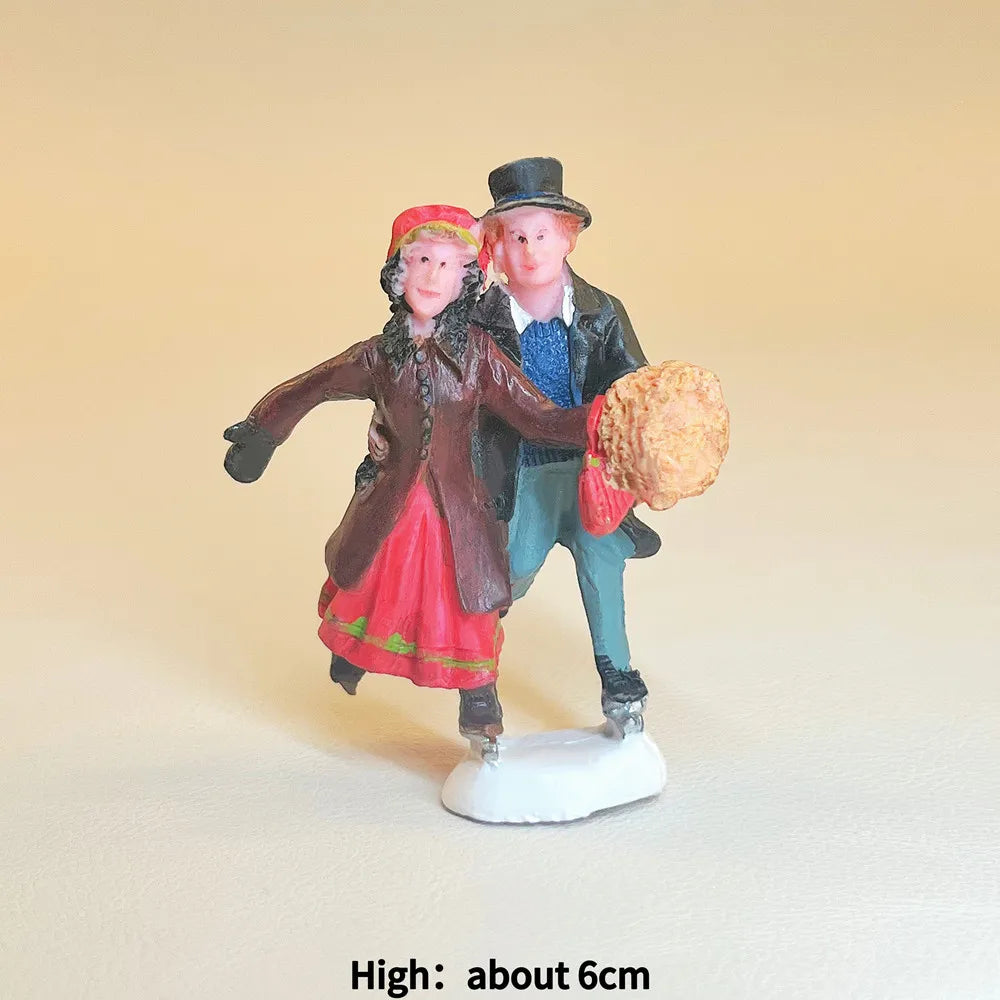 Personnages d'hiver miniatures (patineurs, skieurs…)