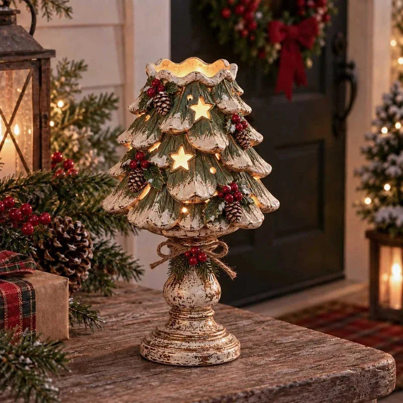 Bougeoir de Noël lumineux en résine