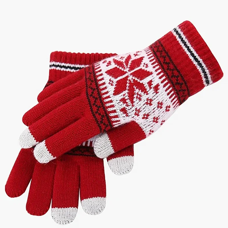 Gants de Noël brodés Flocons de neige – Tactiles