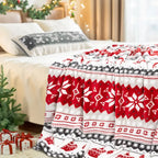 Plaid de Noël Rennes & Flocons – Polaire flanelle