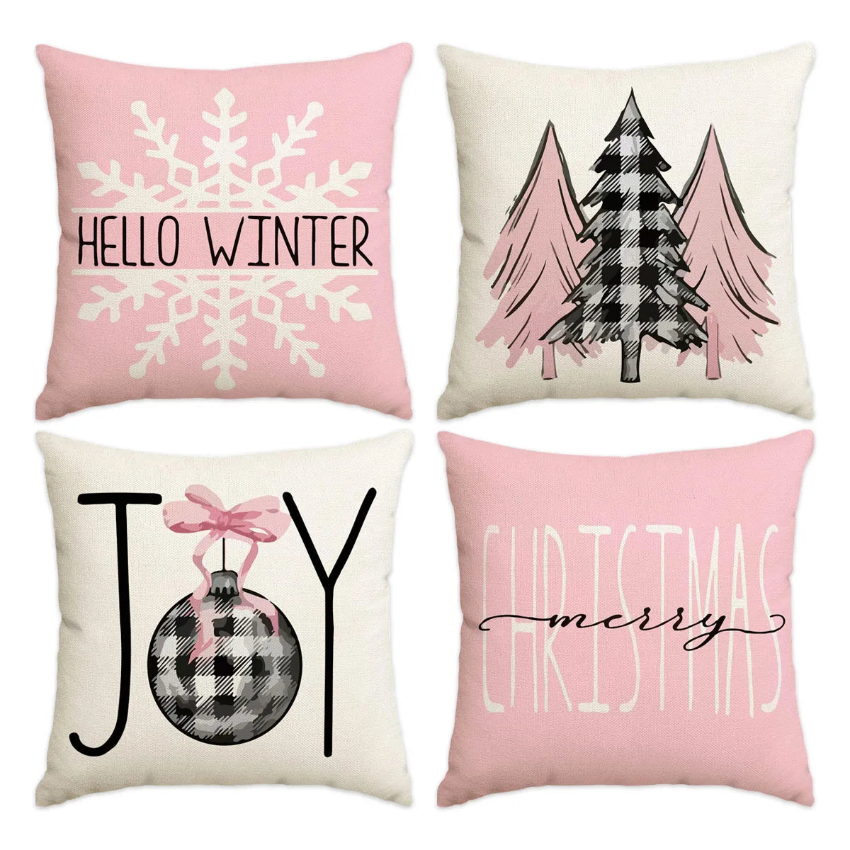 Housse de coussin de Noël rose – 45 x 45 cm