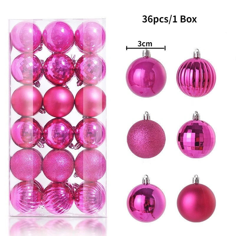Boules de Noël brillantes – lot de 24 ou 36 (3 cm)