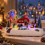 Village de Noël animé – caravane et patineurs