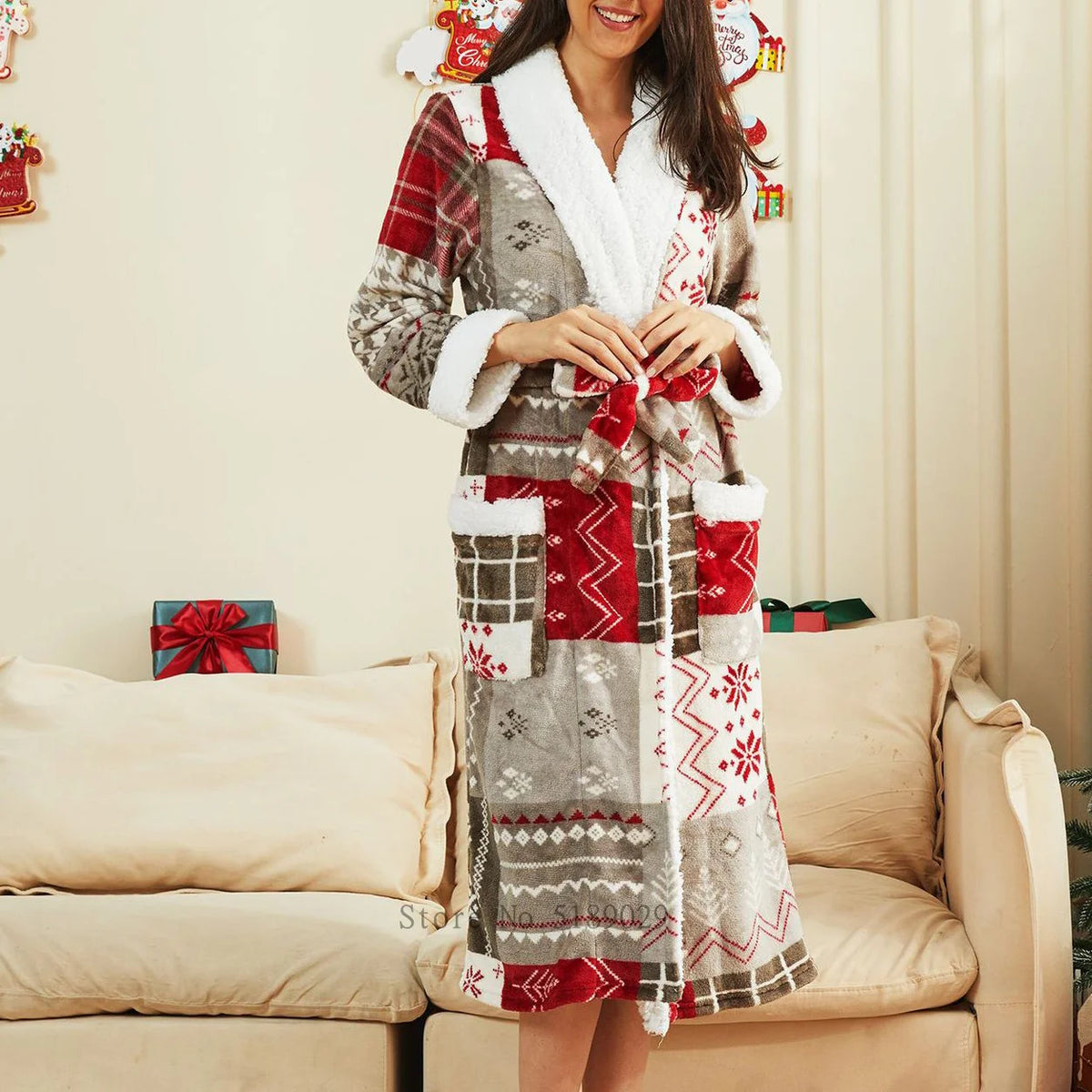 Peignoir de Noël en flanelle imprimé