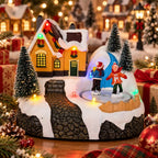 Maison de village de Noël et patinoire tournante