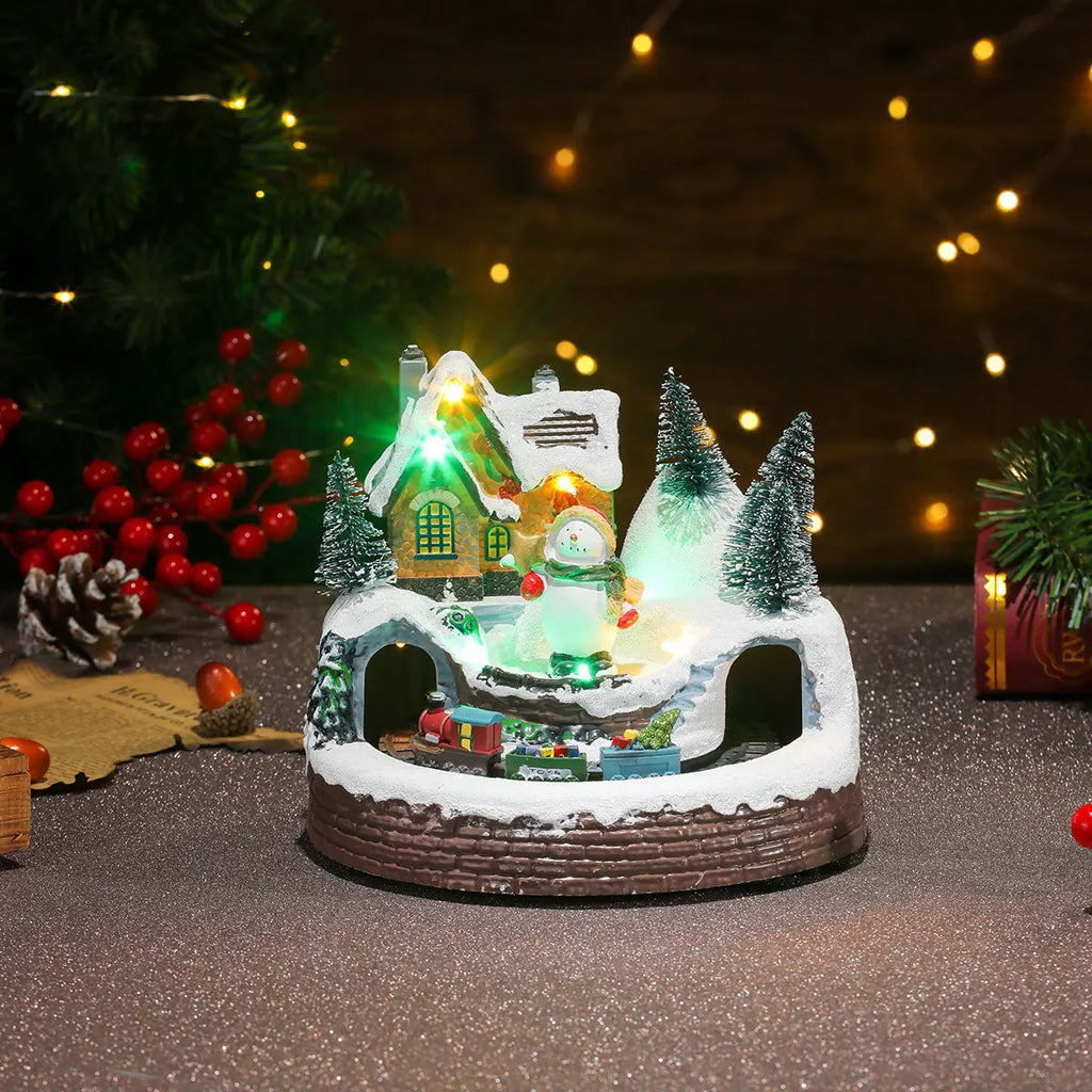 Scène de Noël lumineuse et tournante en résine (17 modèles)