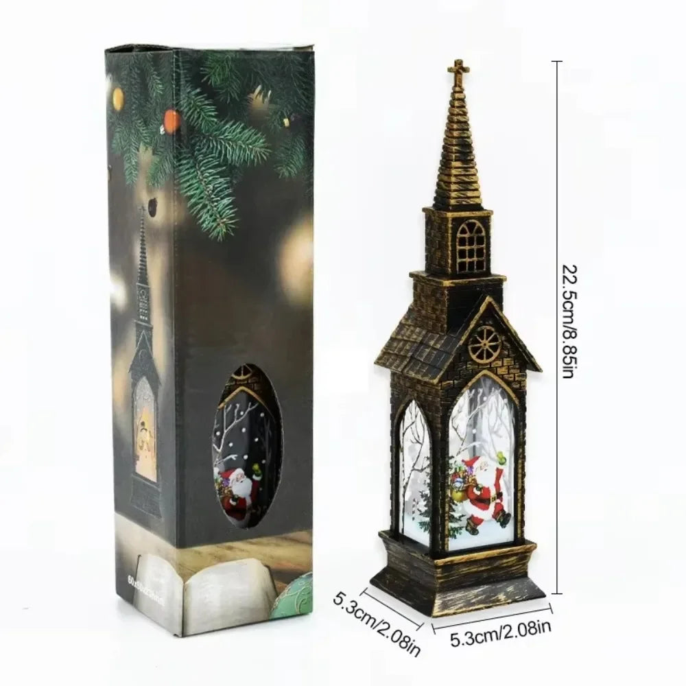 Lanterne église lumineuse de Noël