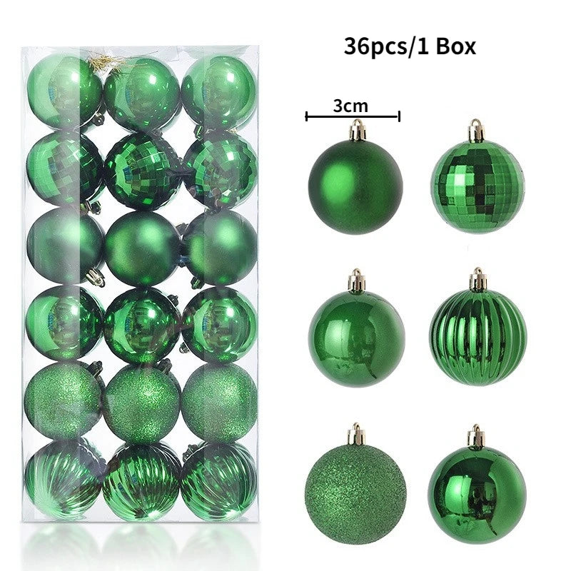 Boules de Noël brillantes – lot de 24 ou 36 (3 cm)