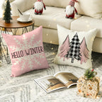 Housse de coussin de Noël rose – 45 x 45 cm