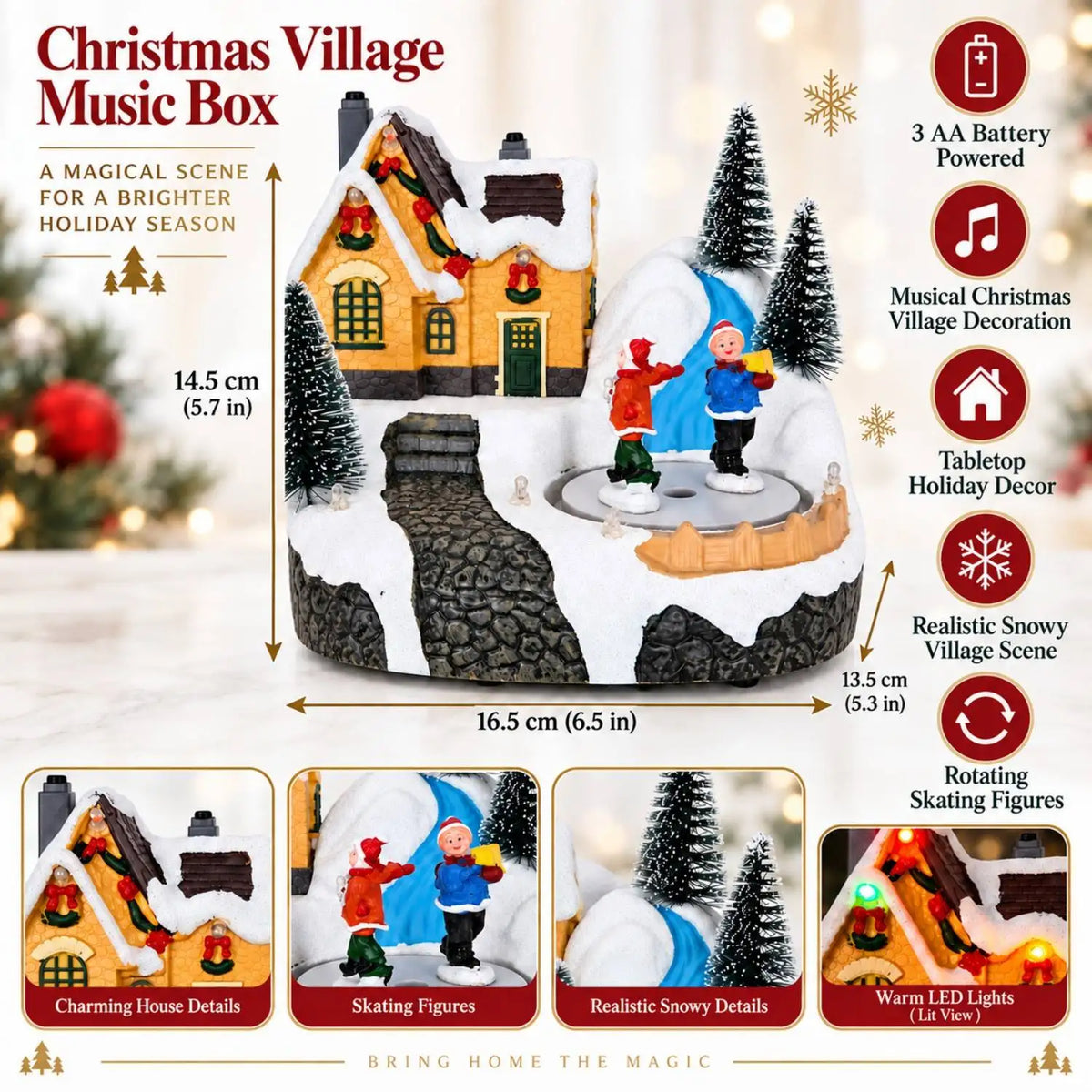 Maison de village de Noël et patinoire tournante