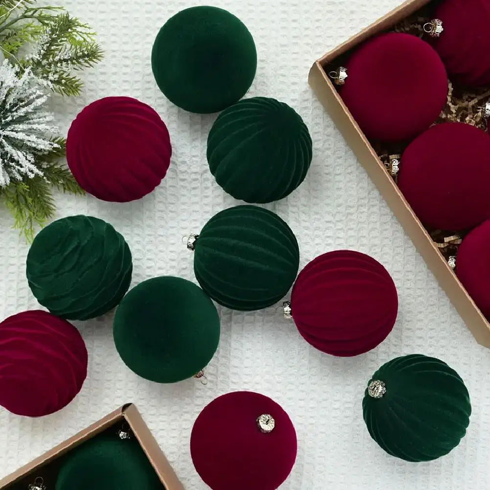 Boules de Noël en velours – lot de 12 (6 cm)
