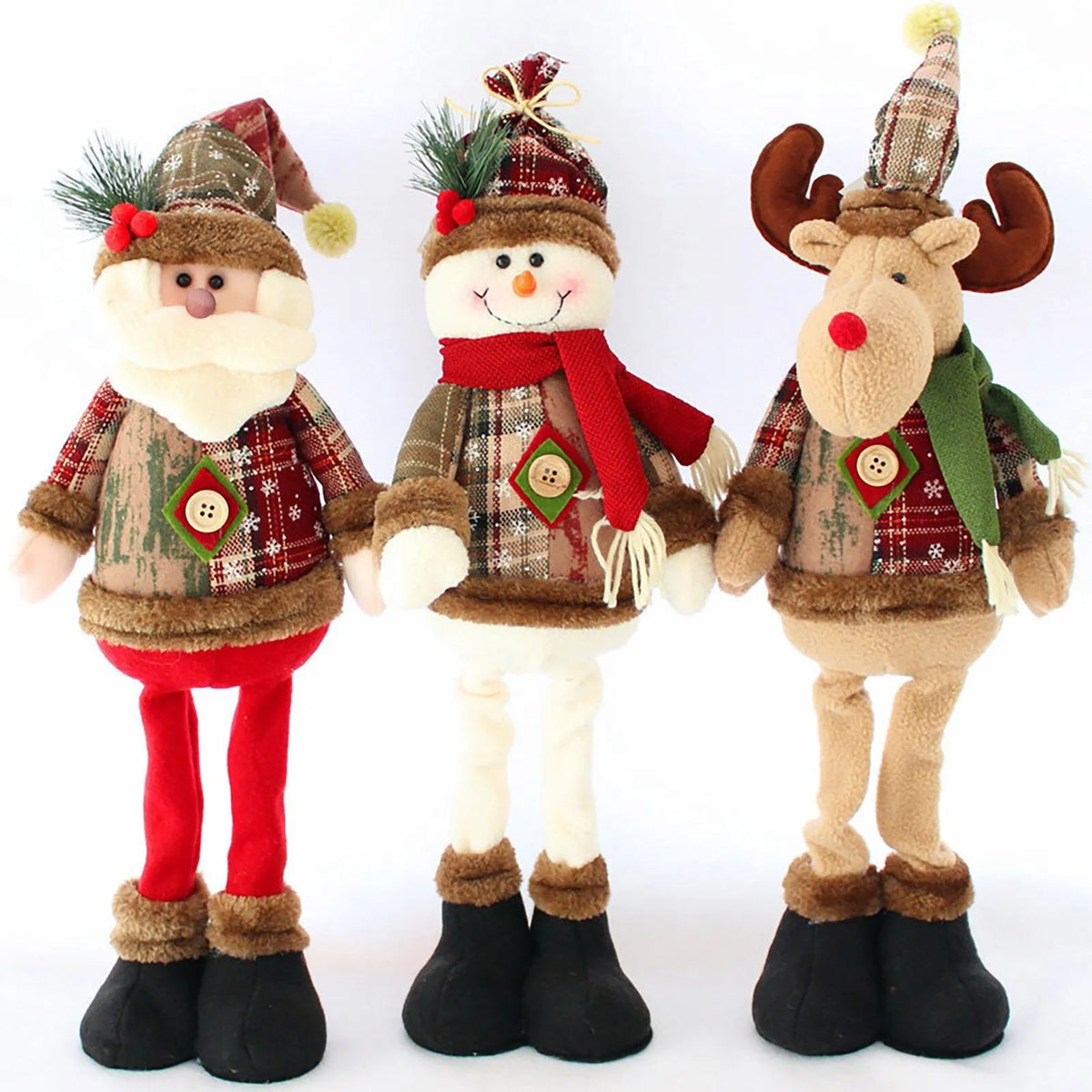 Poupées de Noël Renne, Père Noël et Bonhomme de neige