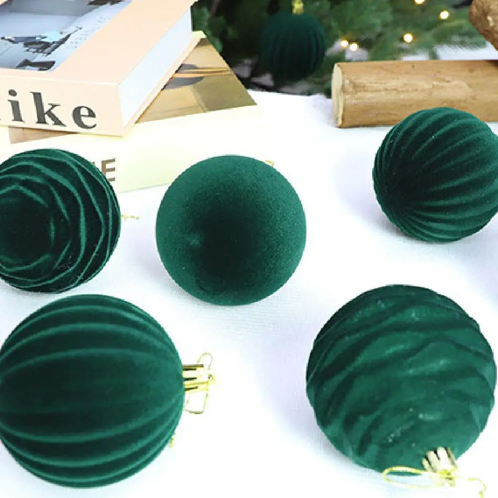 Boules de Noël en velours – lot de 12 (6 cm)