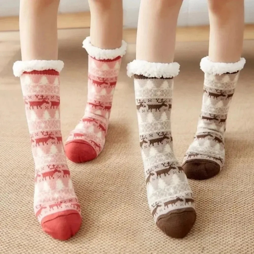 Chaussettes Cocooning Renne – Peluche antidérapante