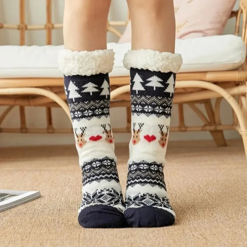 Chaussettes Cocooning Renne – Peluche antidérapante