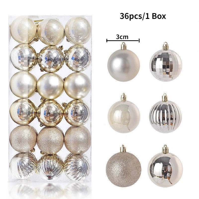 Boules de Noël brillantes – lot de 24 ou 36 (3 cm)