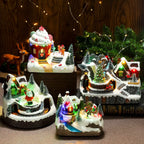 Scène de Noël lumineuse et tournante en résine (17 modèles)
