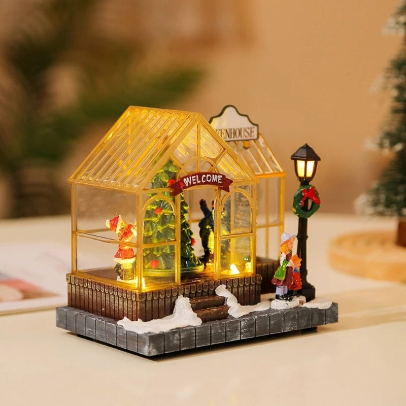 Serre de Noël musicale et lumineuse avec sapin tournant