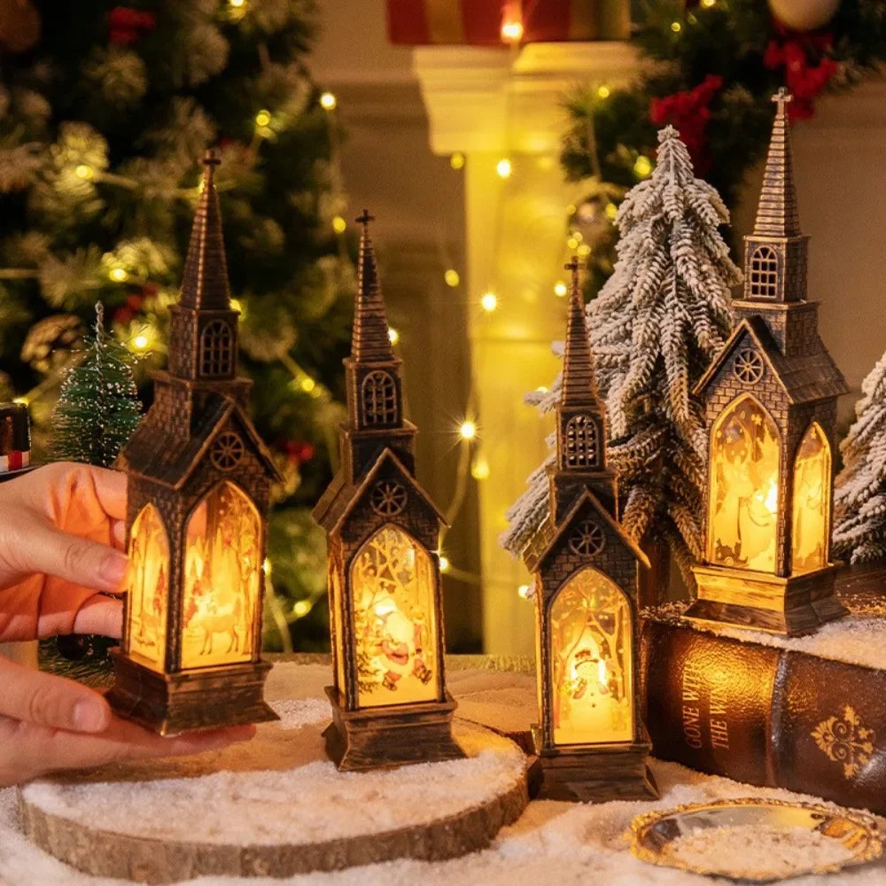 Lanterne église lumineuse de Noël