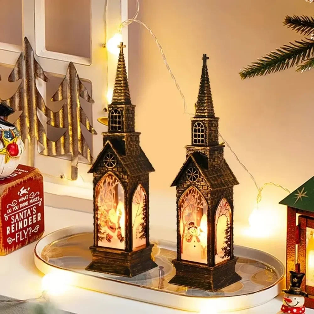Lanterne église lumineuse de Noël